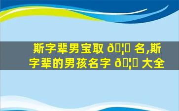 斯字辈男宝取 🦆 名,斯字辈的男孩名字 🦄 大全